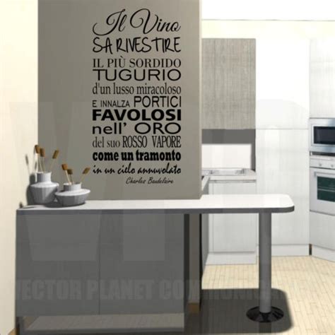 wall stickers frase vino wine adesivo murale versace n'altro